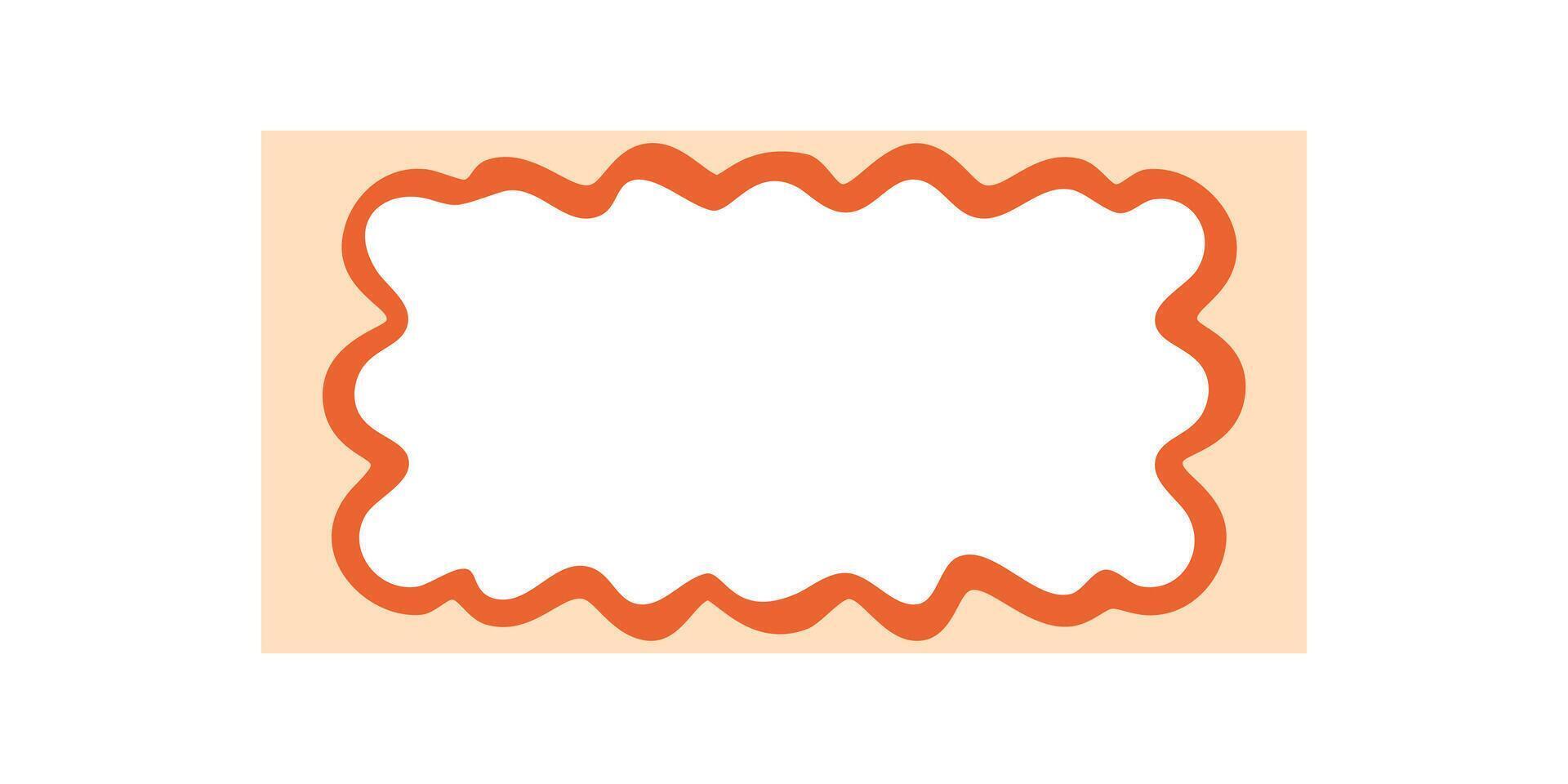 Groovy retro wavy rectangle border shape with bold outline forms a playful box element. Abstract doodle style creates a y2k background, artistic frame and graphic for trendy and modern visual vector