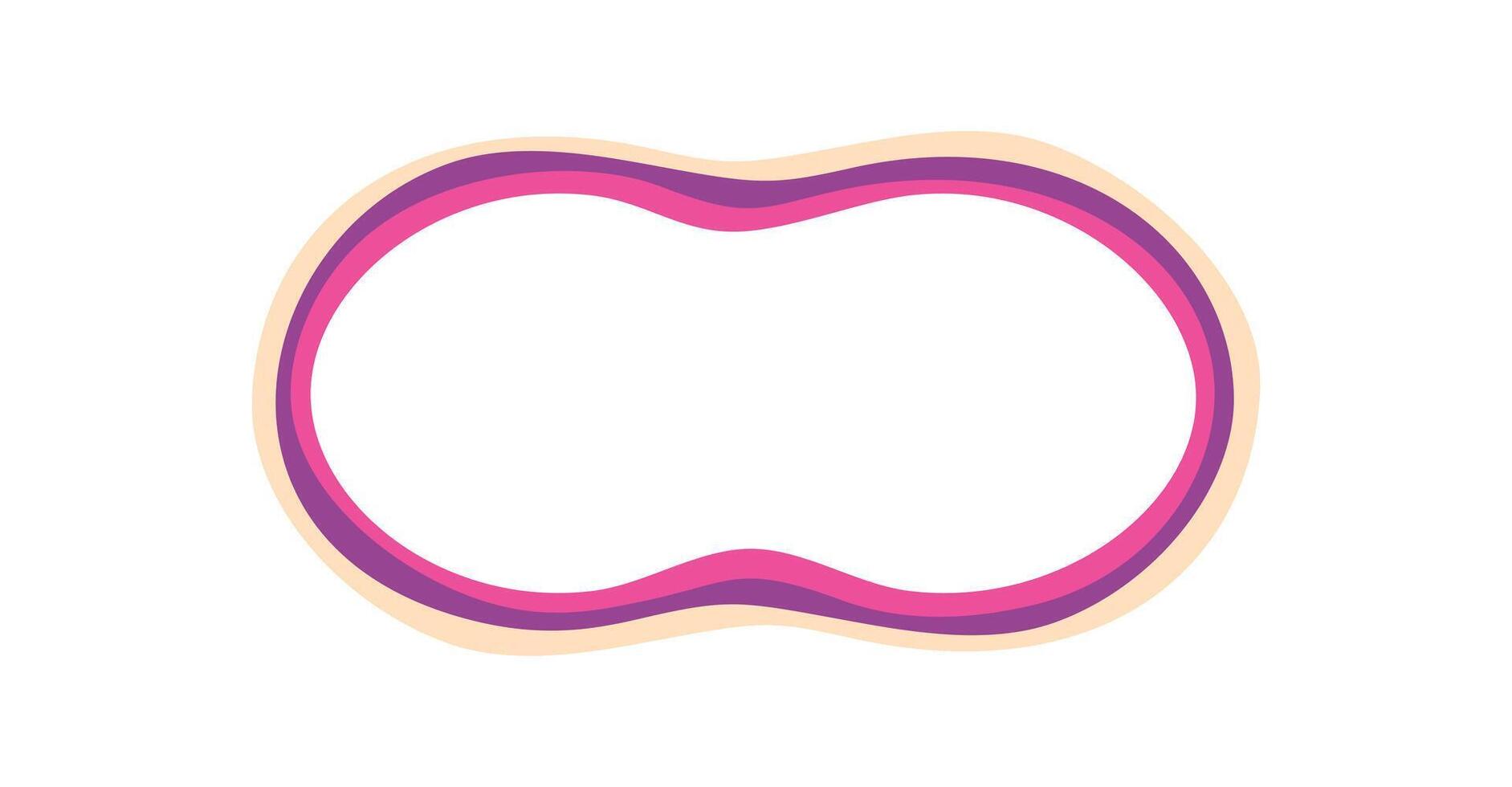 Groovy wavy retro abstract frame shape with a bold outline and soft border. Funky y2k graphic frame adds a cool retro touch to creative backgrounds and modern projects. vector