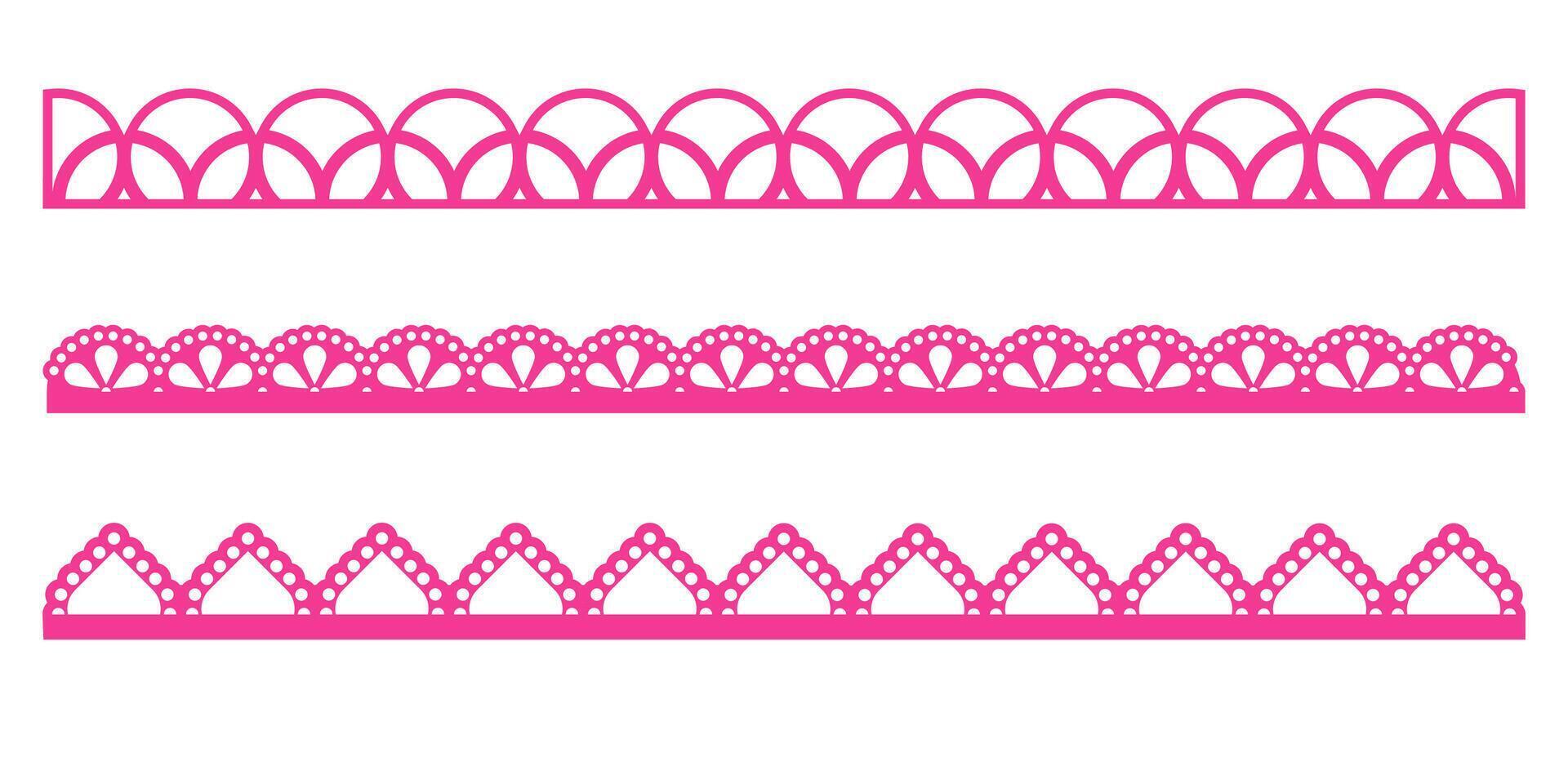 Lace scallop border edge frame pattern trim tape simple is shaped with smooth flow. This punch paper touch creates subtle depth. A calm ornament for print or web. vector