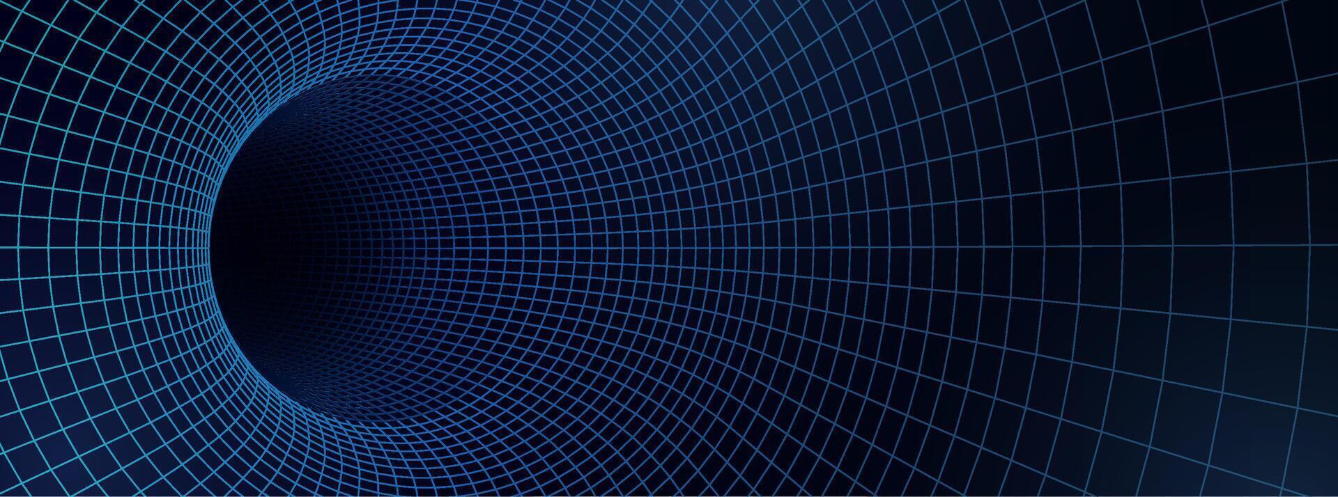 Futuristic Digital Tunnel Grid Background With Dynamic Lines And Depth. Digital Grids For Technology Designs. Blue Hi Tech Futuristic Patterns. Illustration vector