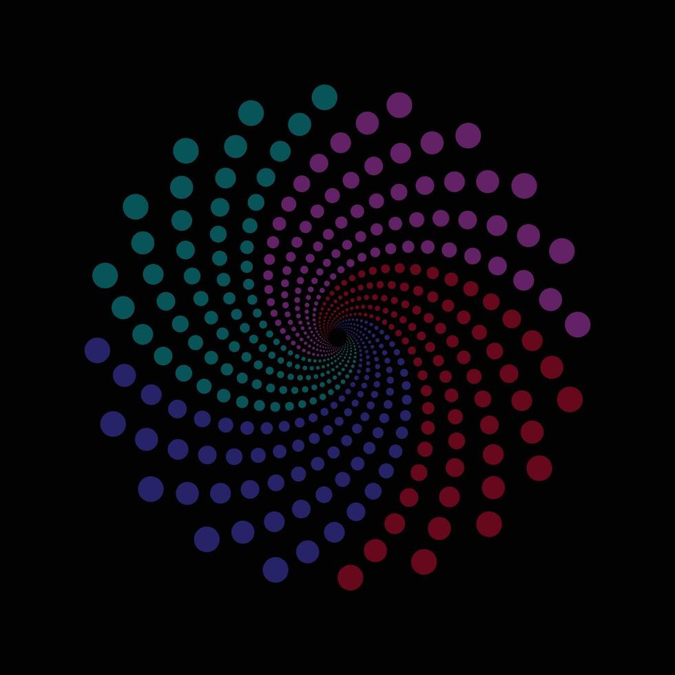 a circular pattern of dots on a black background vector