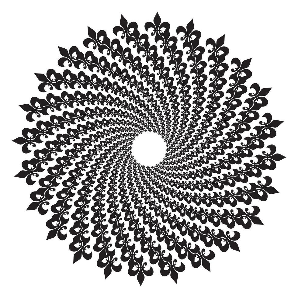 a black and white circular design with a spiral pattern vector