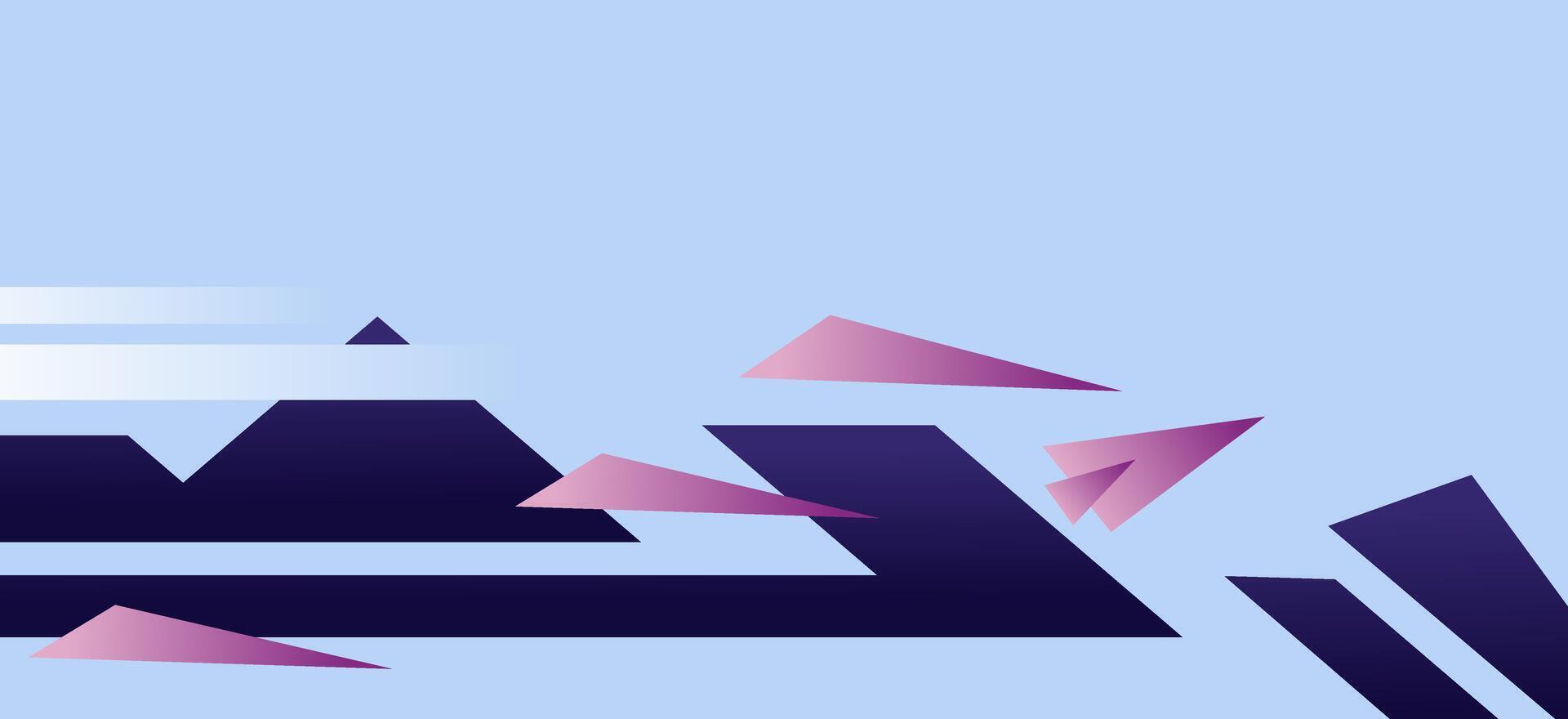 Modern abstract geometric background featuring dynamic blue, purple, and pink triangles and lines, ideal for technology, business presentations, or digital design. vector