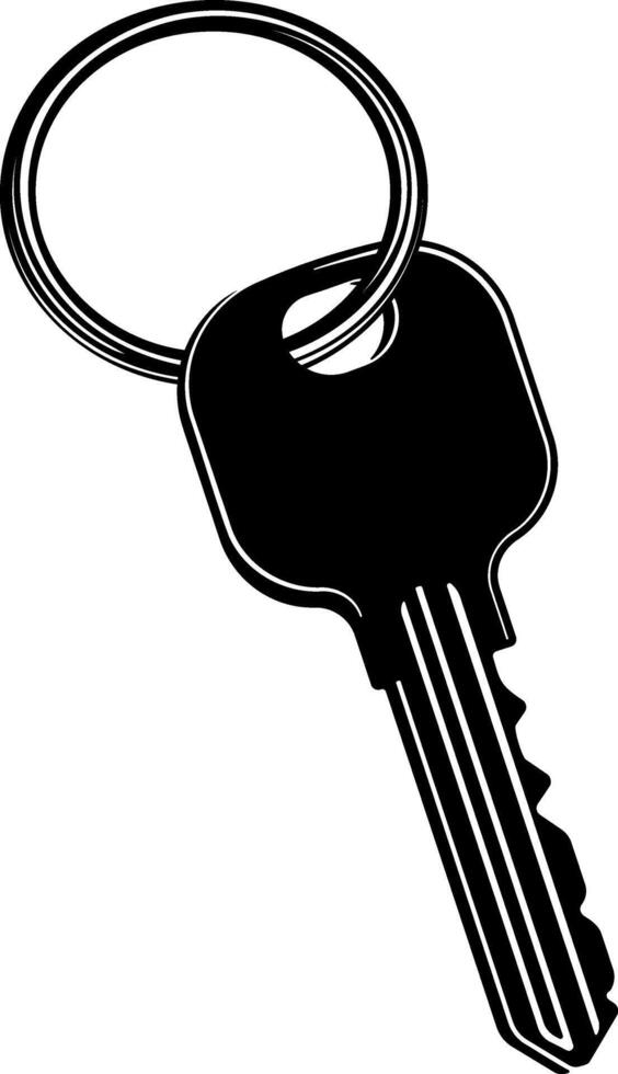 black and white key on a keychain without background vector