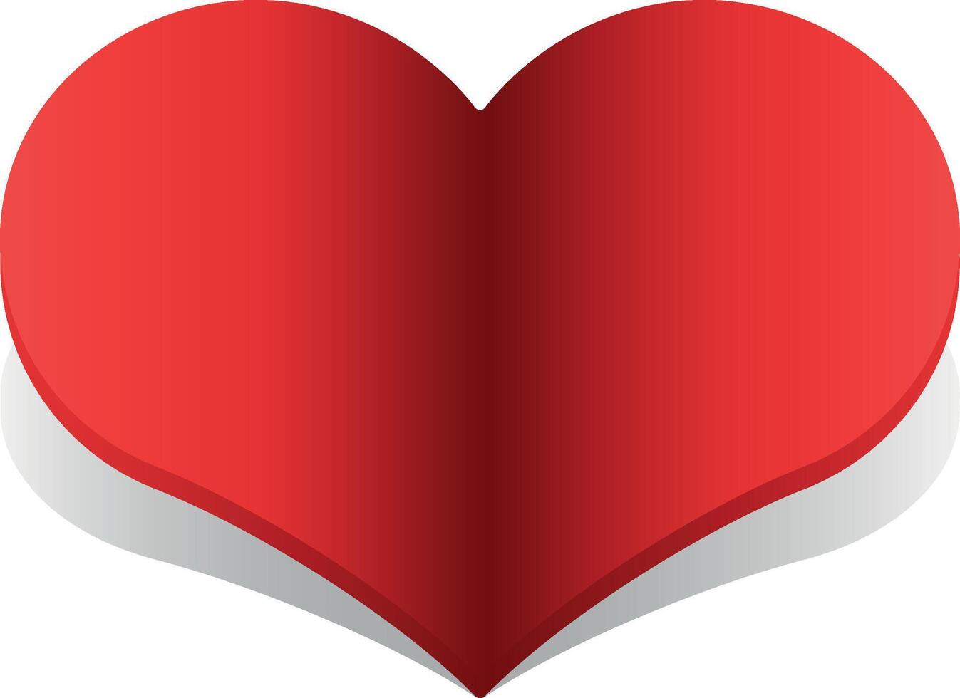 Red heart with soft shading without background. vector
