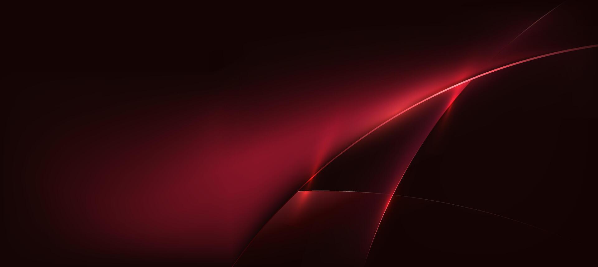 Abstract red glow curve lines on dark background vector
