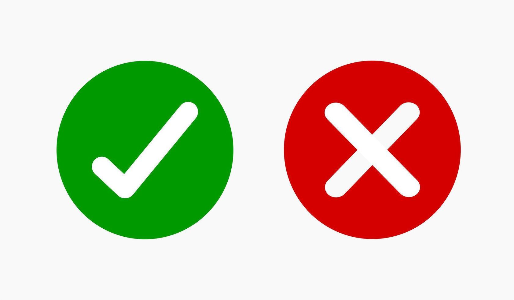 Red cross and check mark sign, a red grunge x, check mark and cross mark isolated, Check mark and red cross icon vector