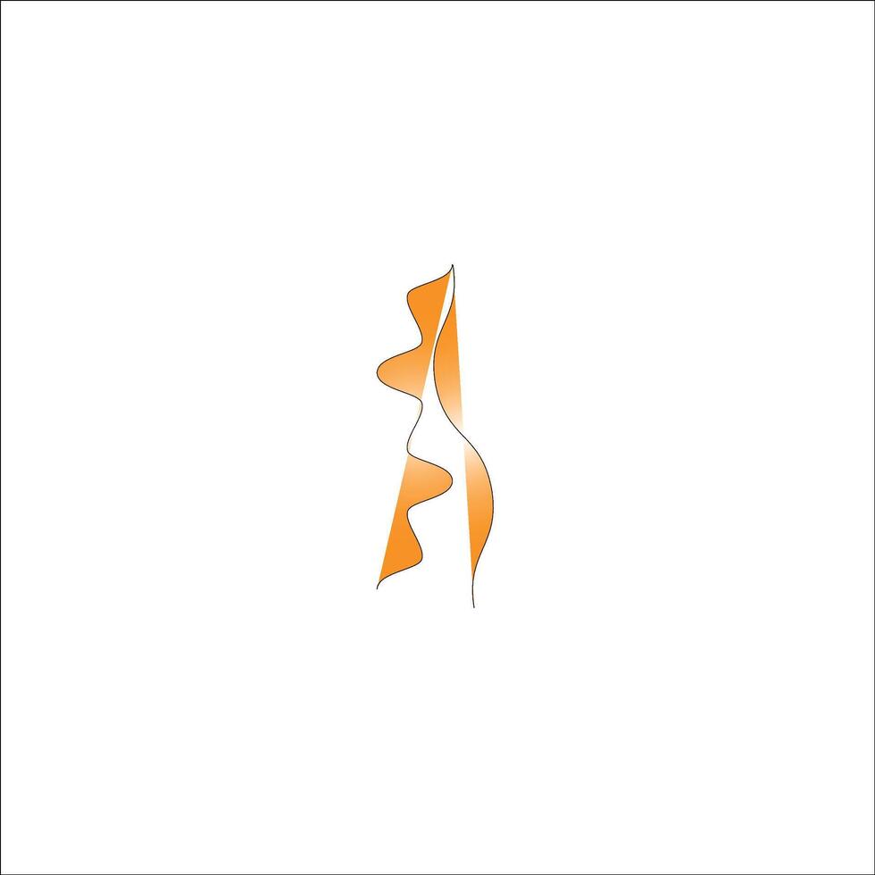 Dynamic Orange Abstract Ribbon Form With Black Outline, Minimalist Modern Art Illustration, Curved Gradient Flow vector