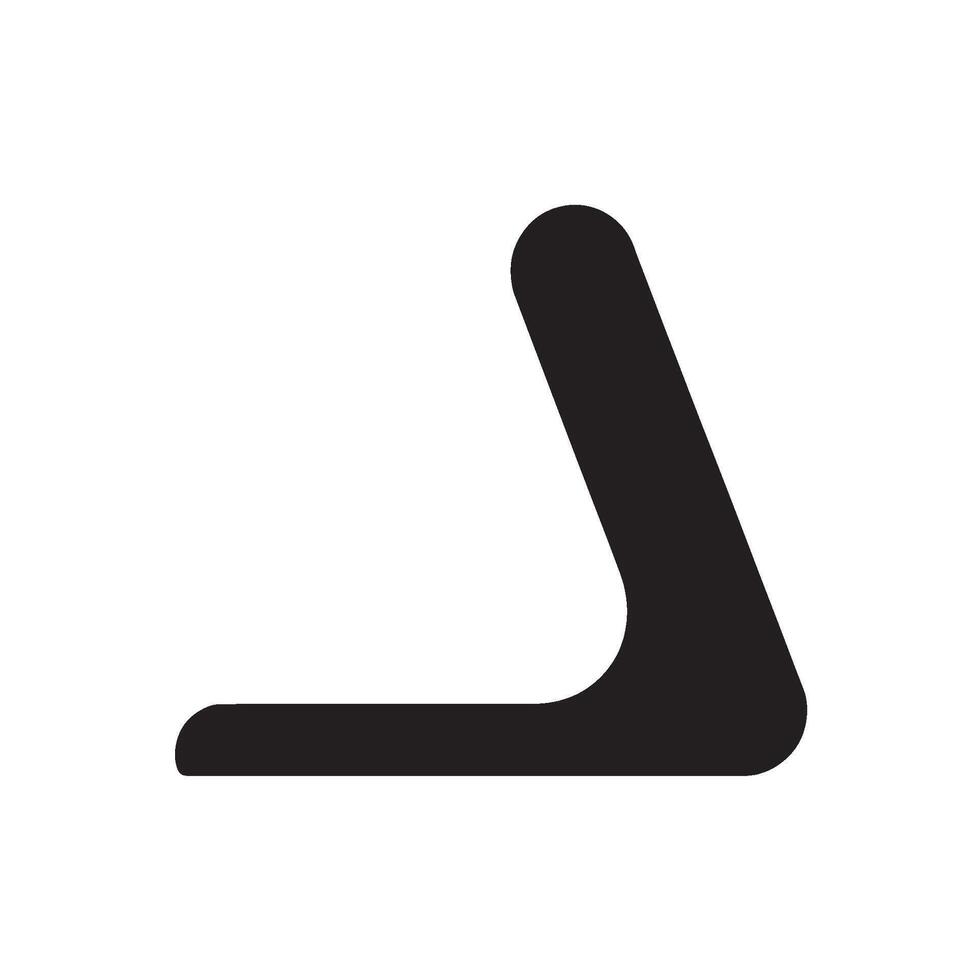 Modern abstract black geometric shape with smooth rounded corners on a clean white background symbolizing forward movement play or a stylized letter A perfect for minimalist digital design and iconic vector