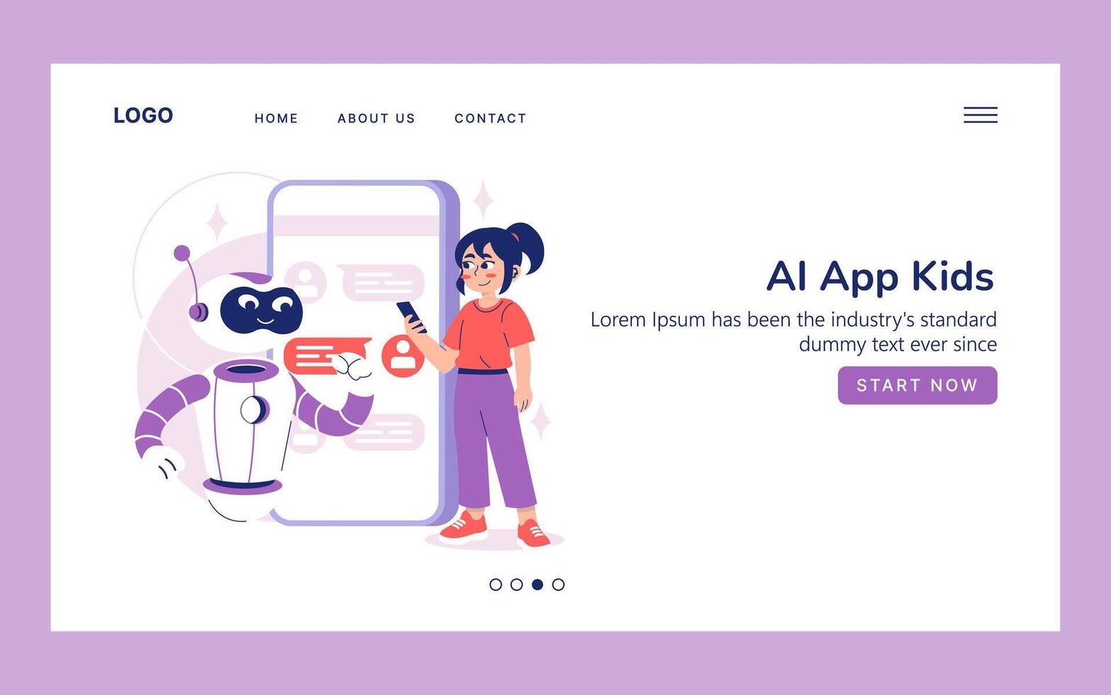 niño utilizando ai aplicación con robot personaje ilustración vector