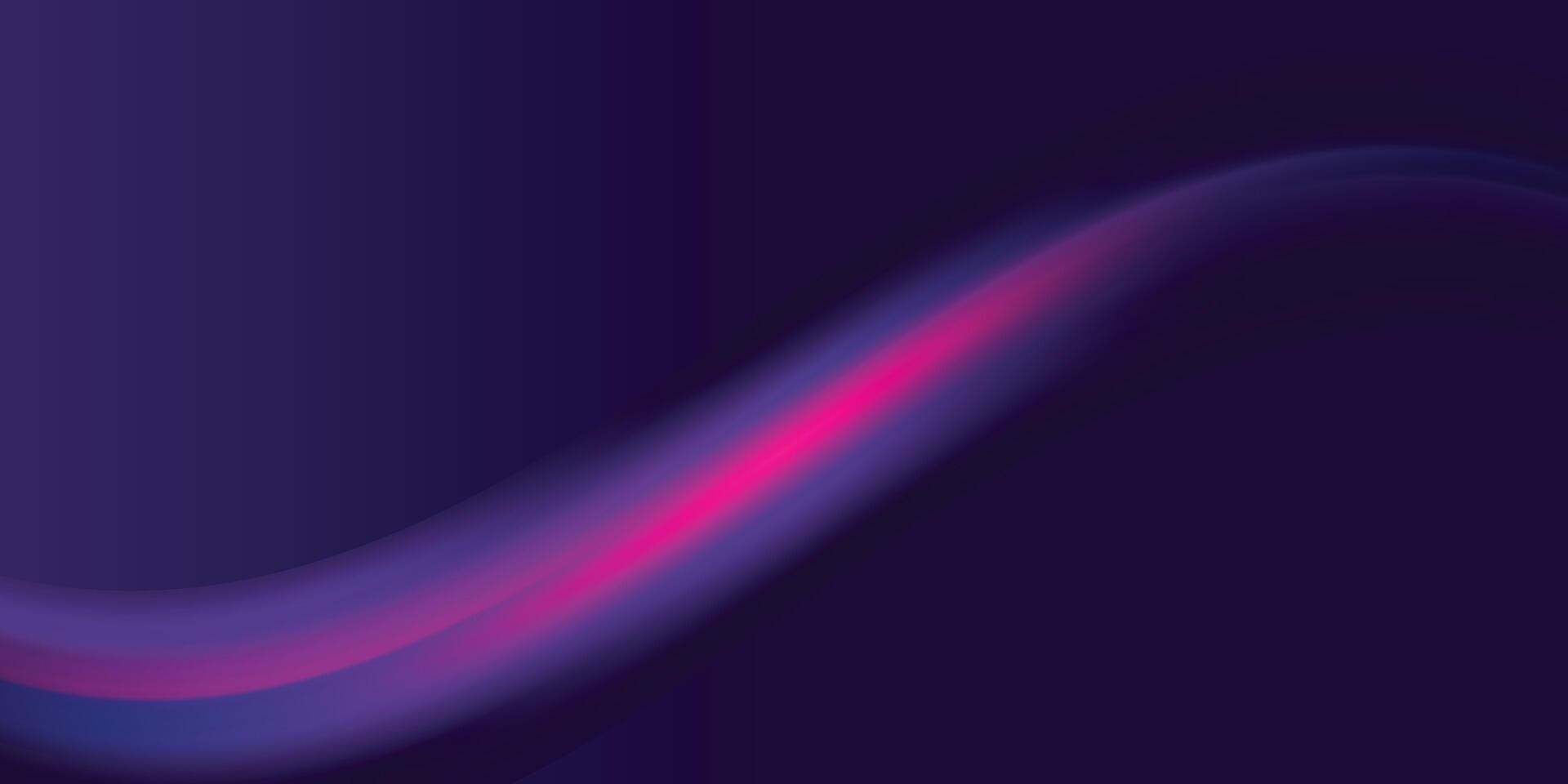 Abstract dark purple background with a glowing, wavy pink and blue light streak creating a dynamic futuristic motion effect vector