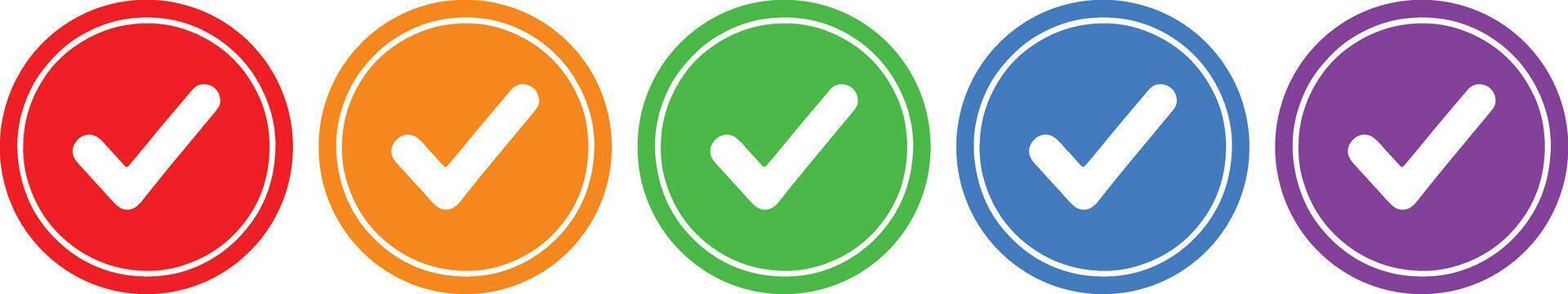 Colorful circle checkmark icons for approvals tasks, reminders, apps, branding, and design vector