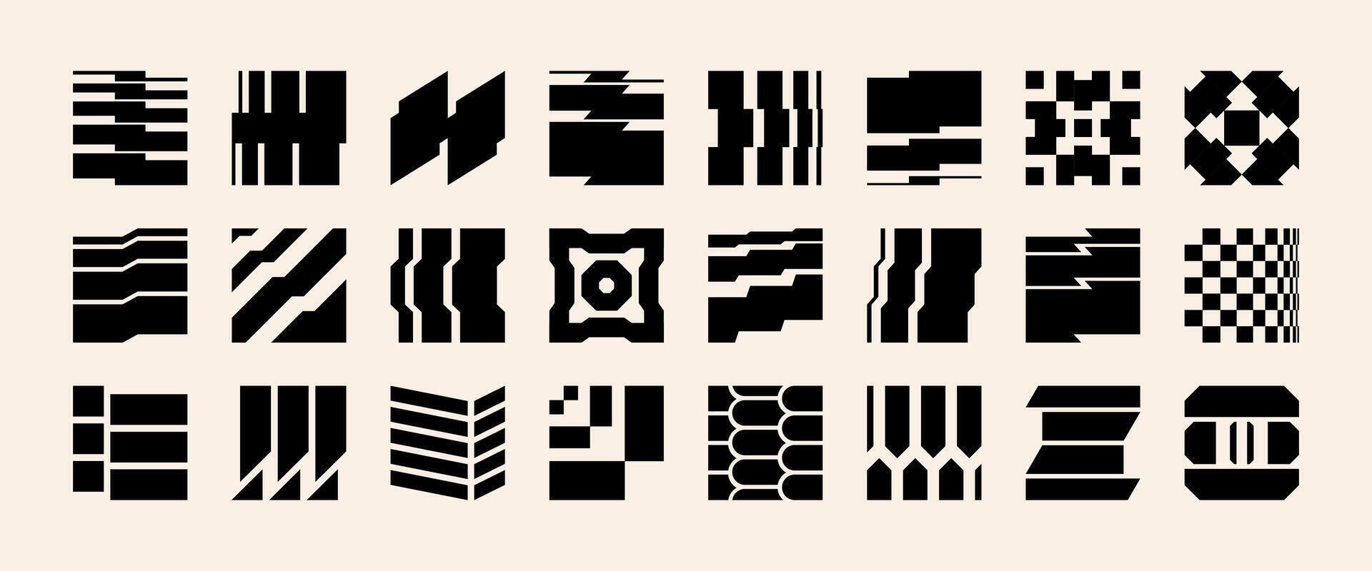 Shape abstract logo distortion y2k geometry forms modern brutal symbol. Retro cyber pulse meets bold postmodern style creating futuristic cube emblem with strong punk brand energy. vector