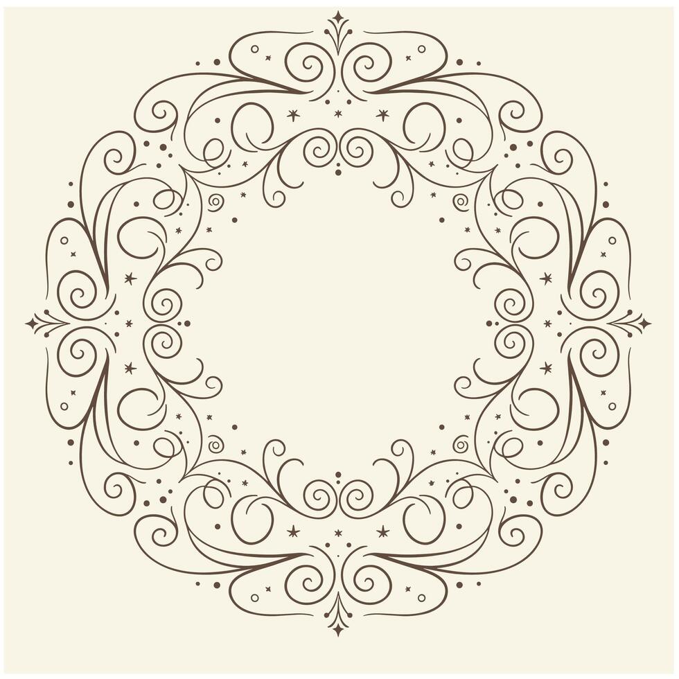 A round frame with swirls and swirls vector