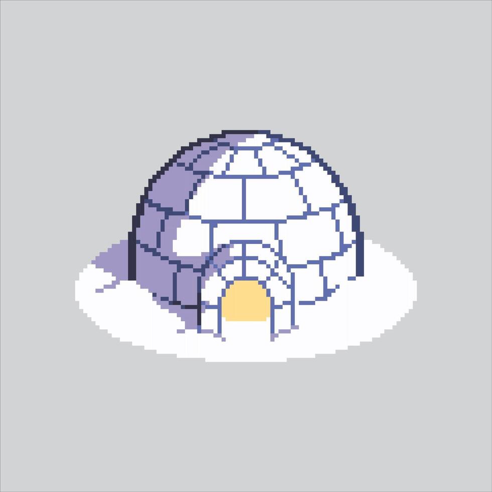 Pixel art illustration Igloo House. Pixelated White Igloo. White Igloo House Lion Icon pixelated for the pixel art game and icon for website and game. old school retro. vector