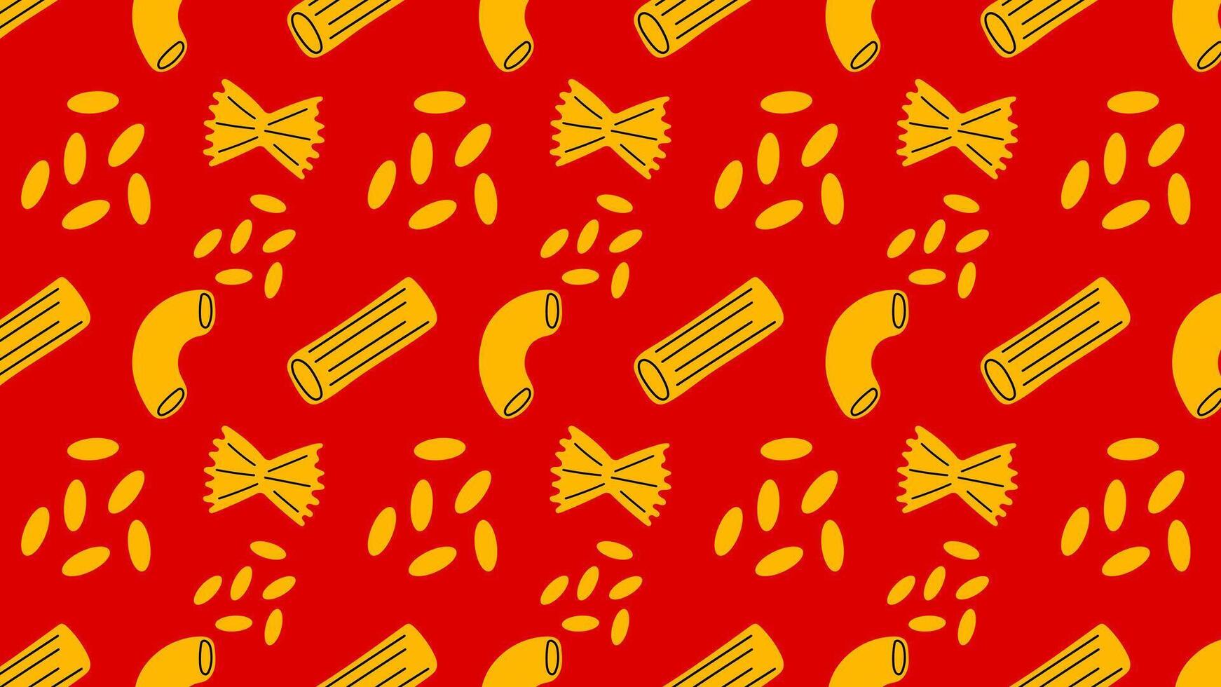 pasta tile pattern with bold outlined shapes, retro Mediterranean mood, ideal for wallpapers, aprons, menu backgrounds and fabric prints. vector