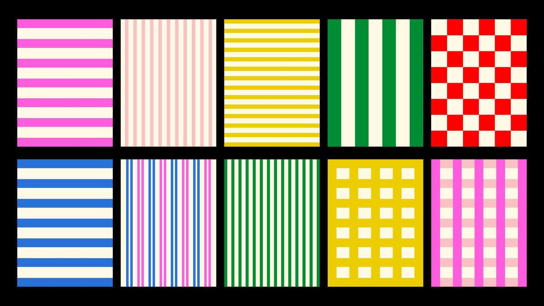 striped background frames with abstract wavy lines and curved shapes. Playful retro borders for posters, invites, social media. vector