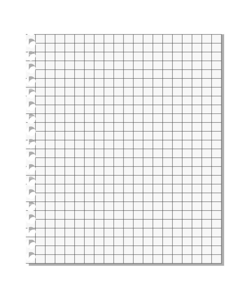 Torn sheet of lined paper with grid lines vector