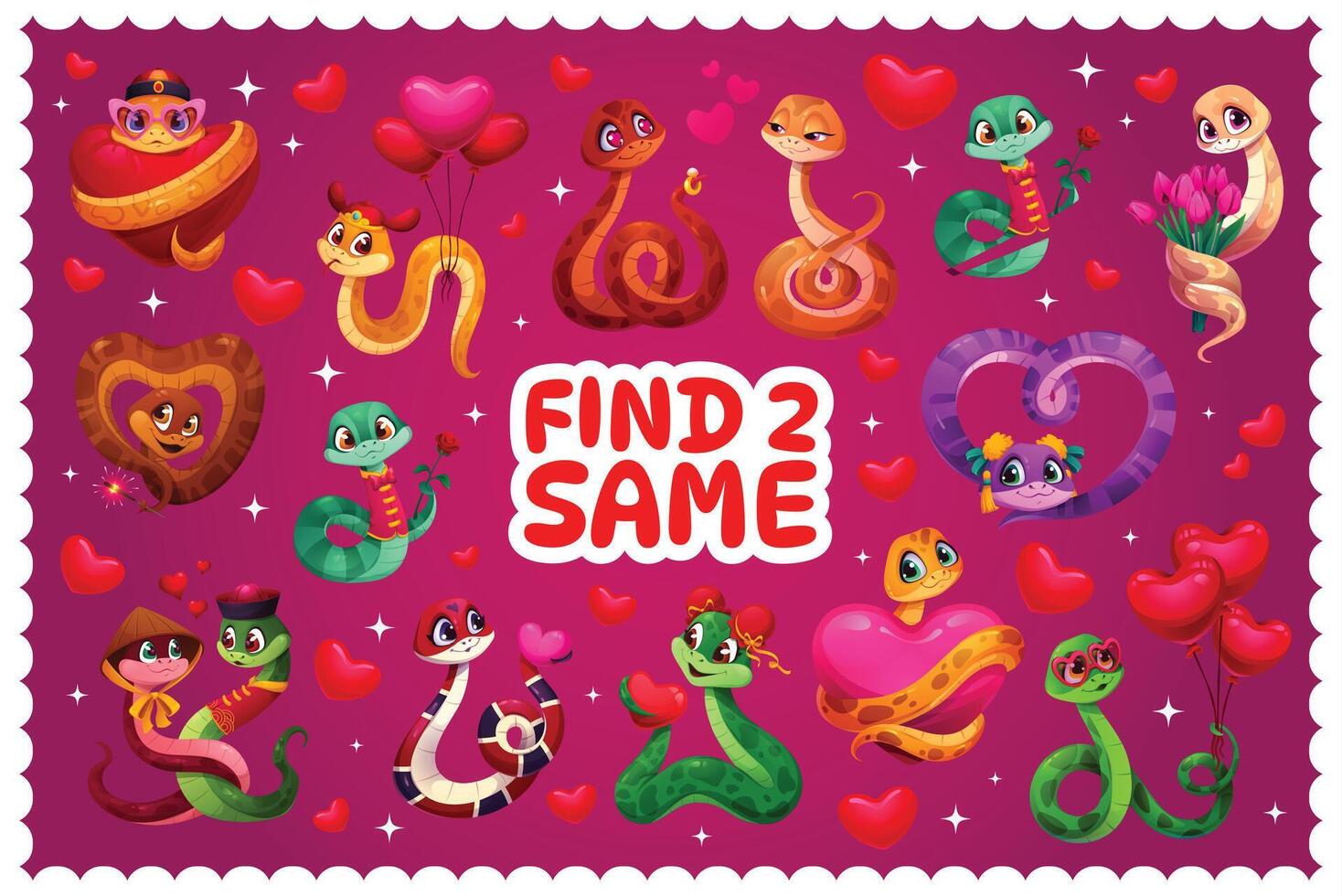 Cute snakes in a fun puzzle activity vector