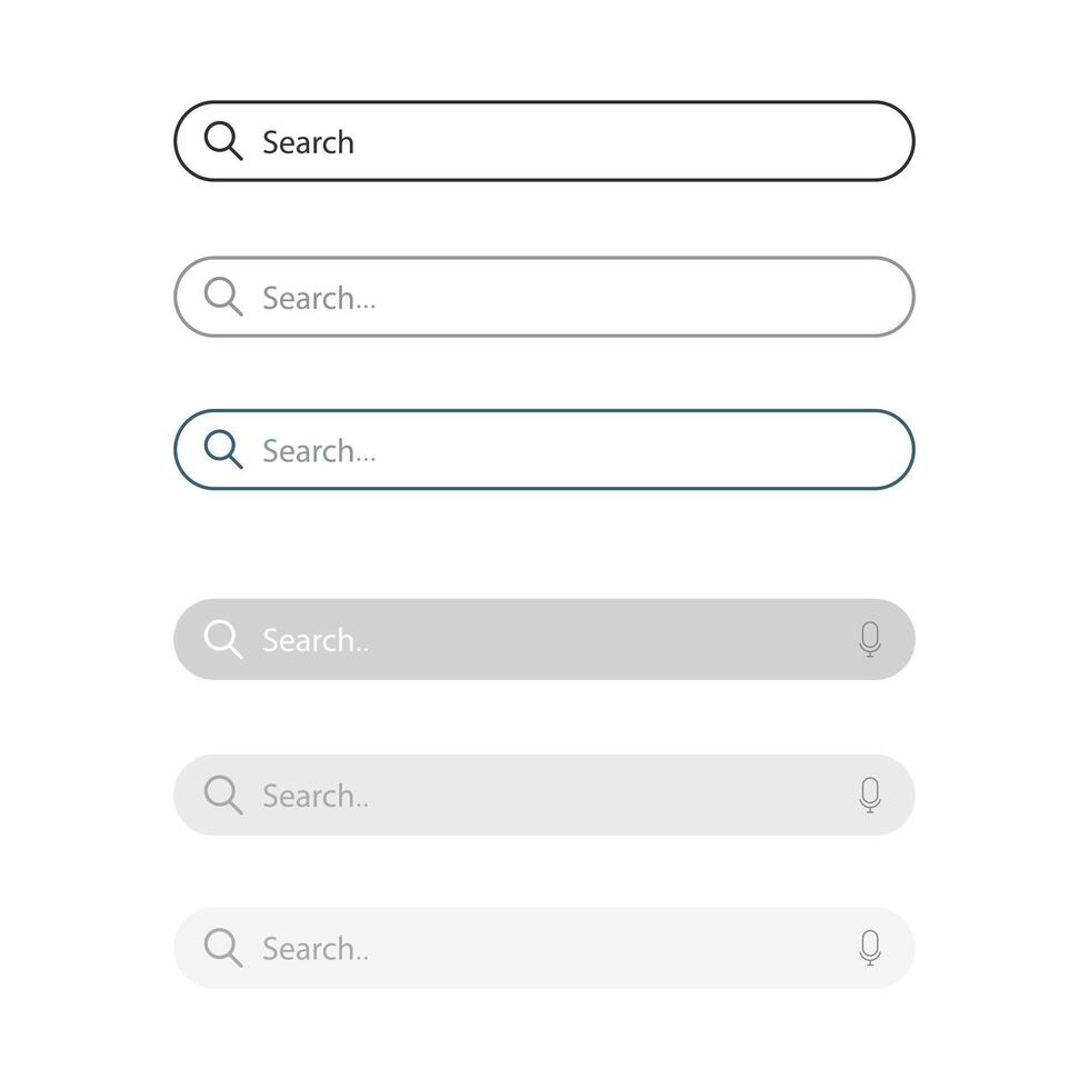 Search Bar UI Set Minimal Search Field Designs with Icons vector