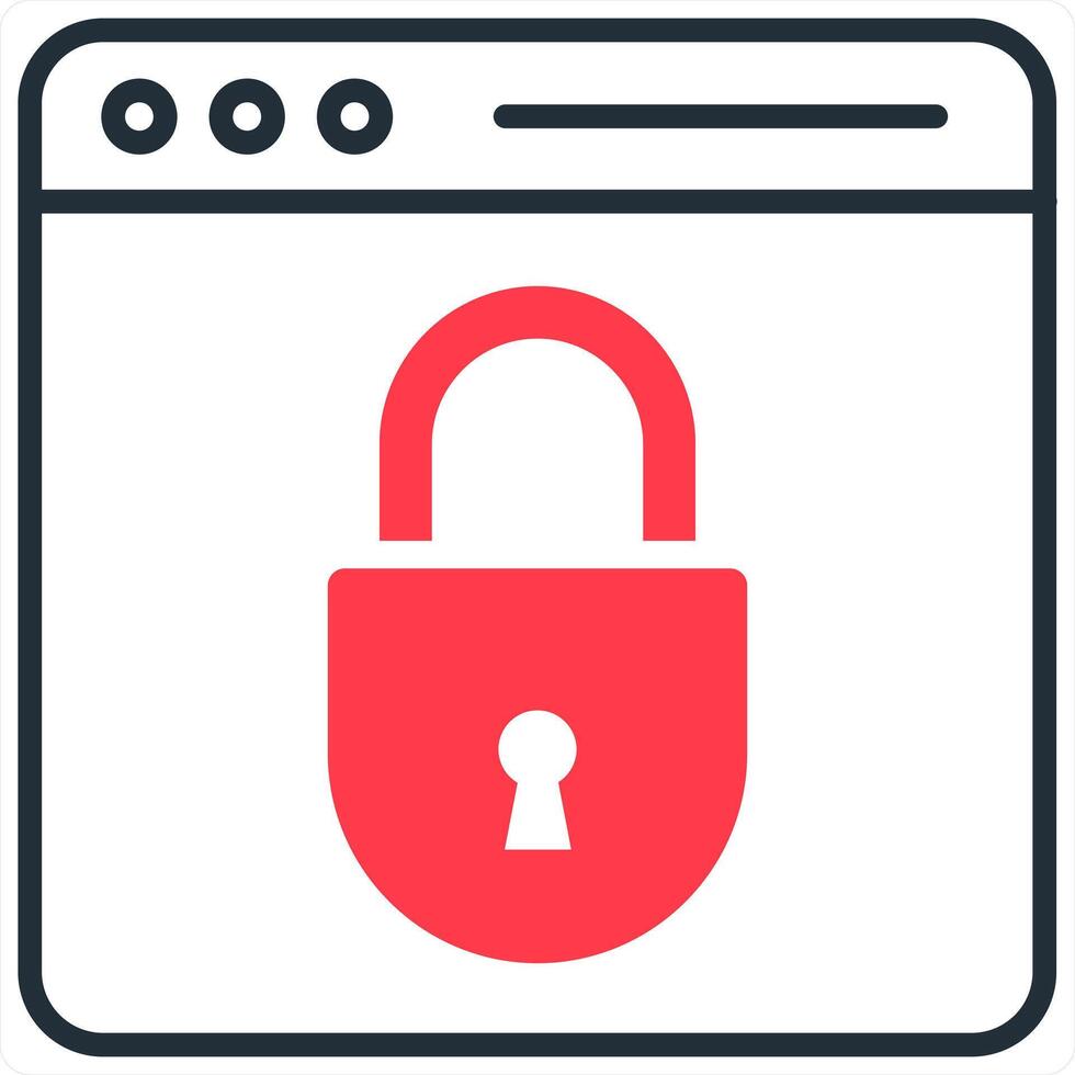 Webpage Security and password icon concept in red line color vector