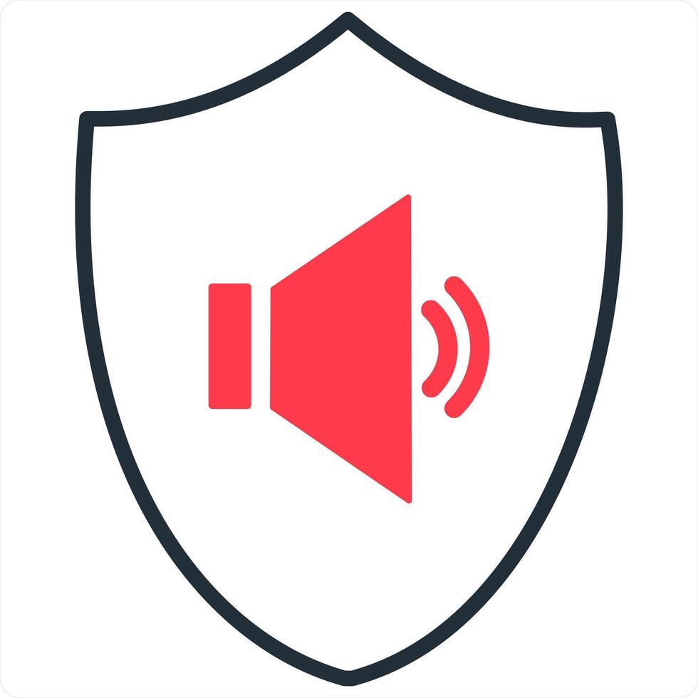 Audio Shield and security icon concept in red line color vector