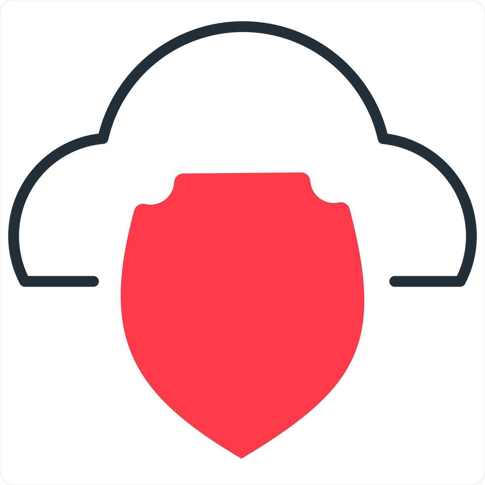 Cloud Security and protection concept in red line color vector