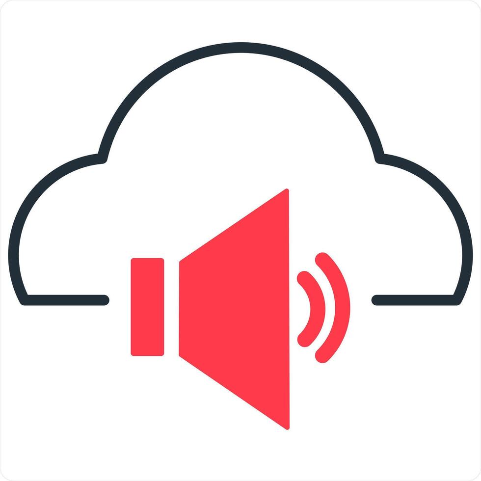 Cloud Volume and storage icon concept in red line color vector