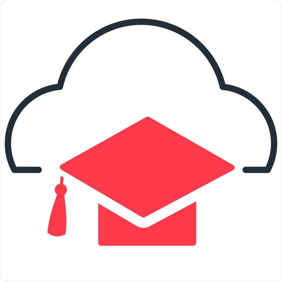 Cloud Degree and computing icon concept in red line color vector
