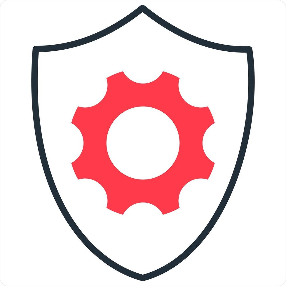 Security Setting and setting icon concept in red line color vector
