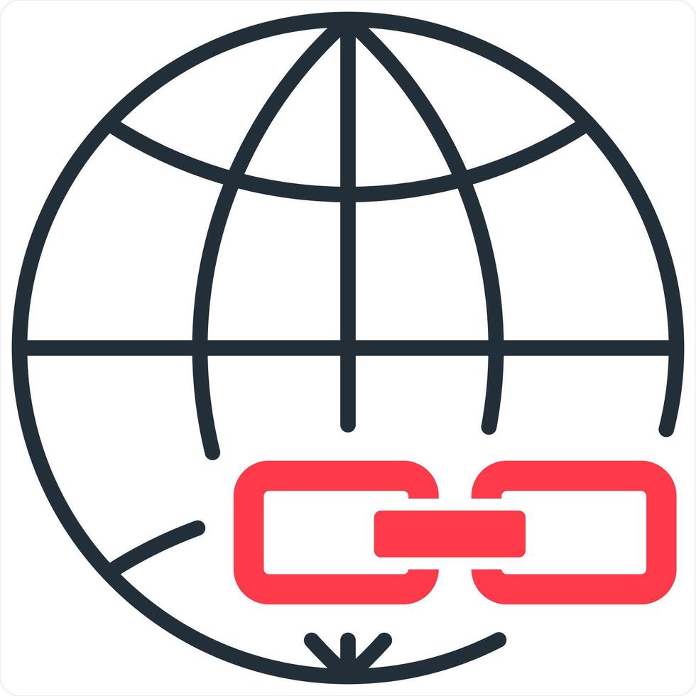 Link Global and icon concept in red line color vector