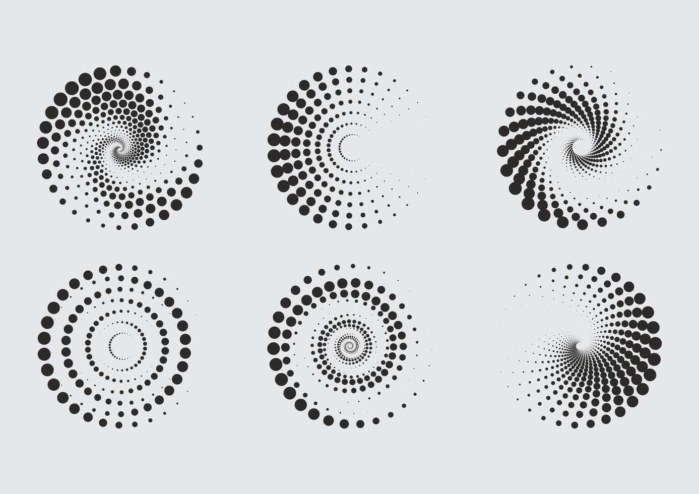 Half tone circle. Round dotted frame, circles pattern border and abstract halftone graphic design set vector