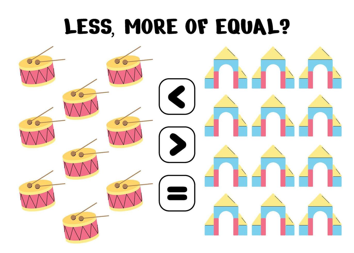 Visual Counting Game with Musical and Building Toys vector