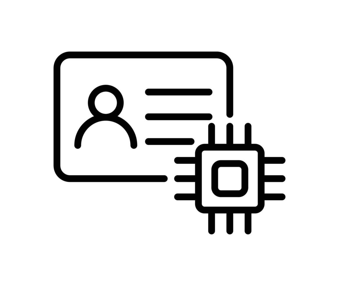 Identity card with embedded chip technology and user profile illustration vector