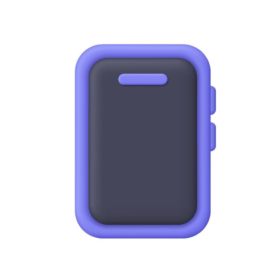 Purple smartphone with black screen. Technology, communication, mobile app and digital device concept. 3d icon. Cartoon minimal style. vector