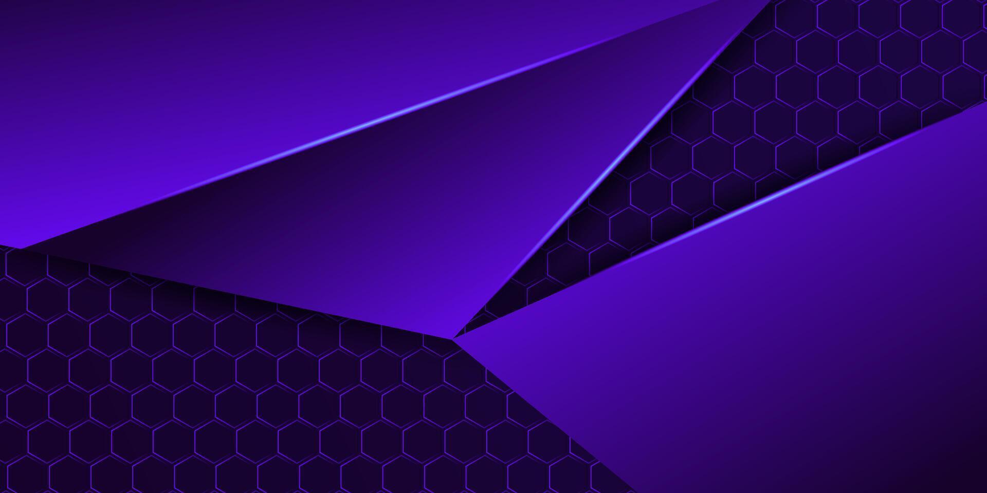 Dark abstract square background with purple gradient lines. Dark hexagonal mesh pattern background decoration. eps10 vector