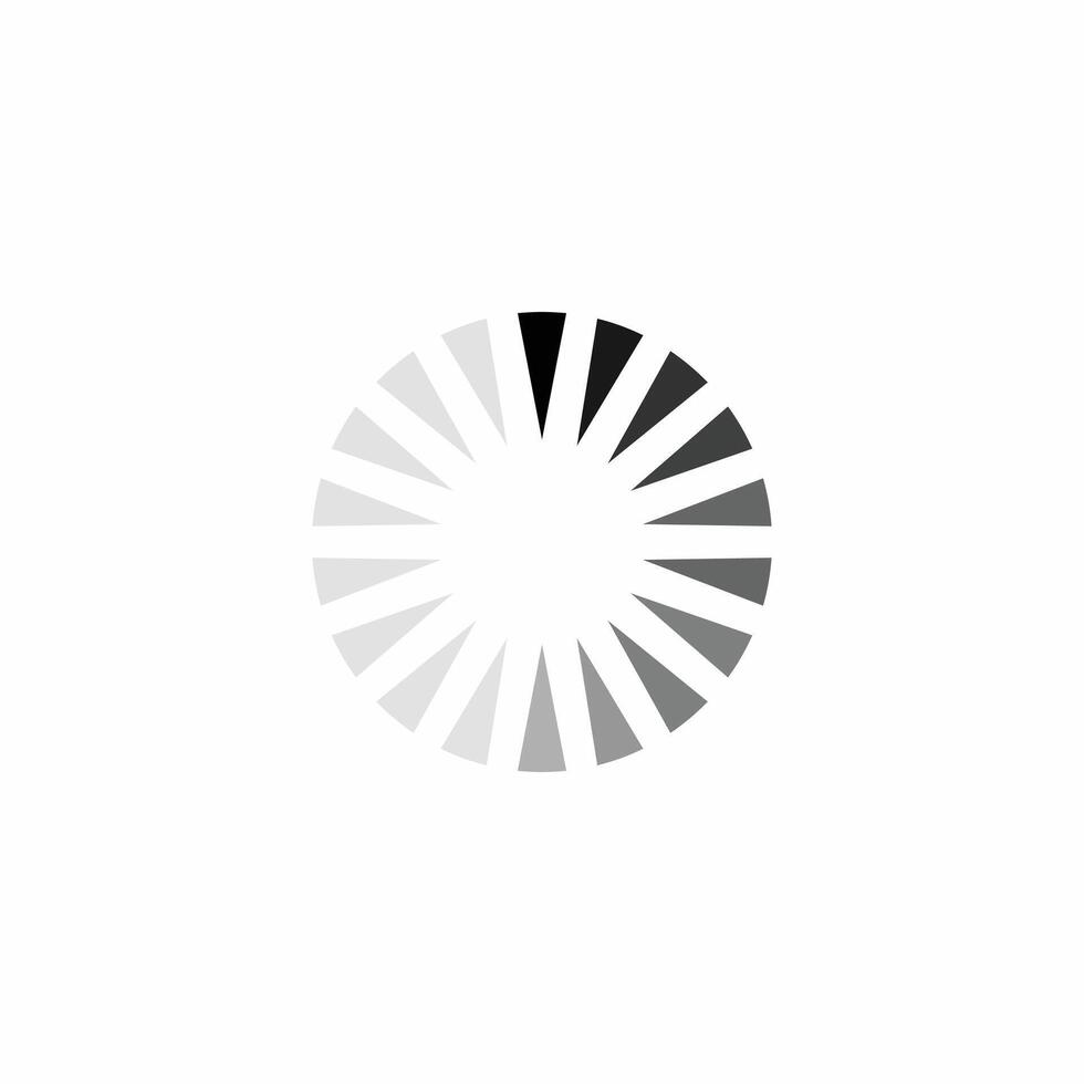 Gradient loading icon with circular rotating triangles. Progress indicator spinner for website or application interface design. Isolated waiting symbol vector
