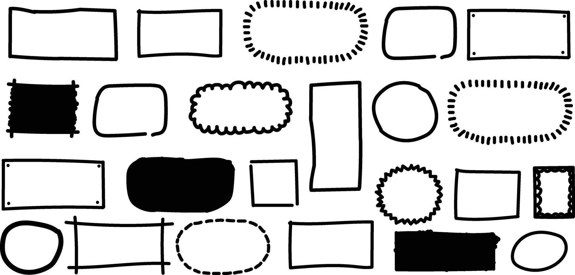 Assortment Of Hand Drawn Frames And Shapes border rectangle vector