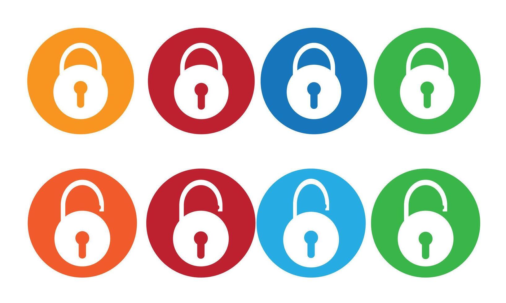 Colorful Locked and Unlocked Padlock Icon Set for Security, Privacy, and Access Control vector