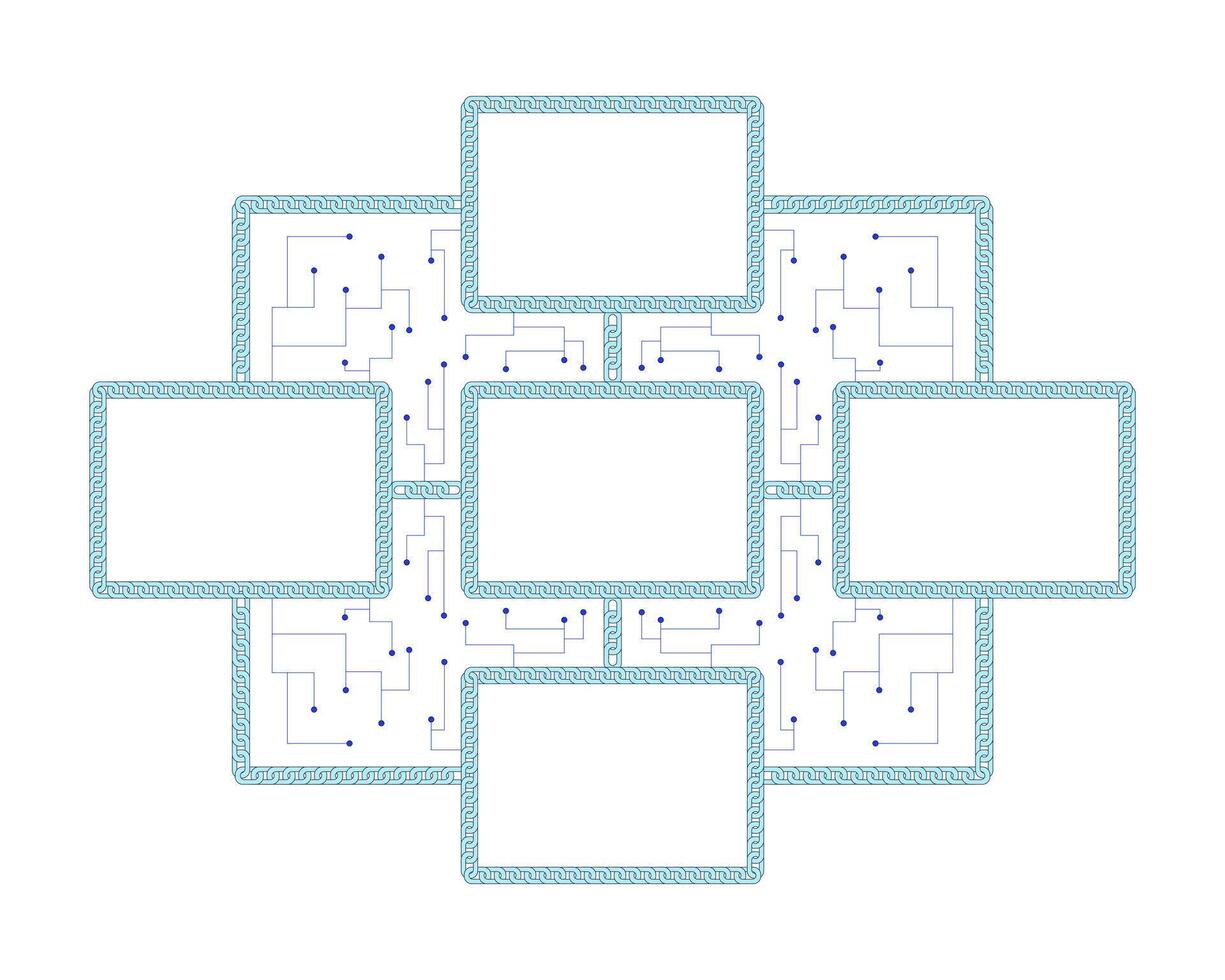 blanco blockchain red con digital conexiones 2d dibujos animados objeto. interconectado vacío bloques con circuitos y cadenas Enlaces aislado elemento plano acortar Arte en blanco. Mancha ilustración vector