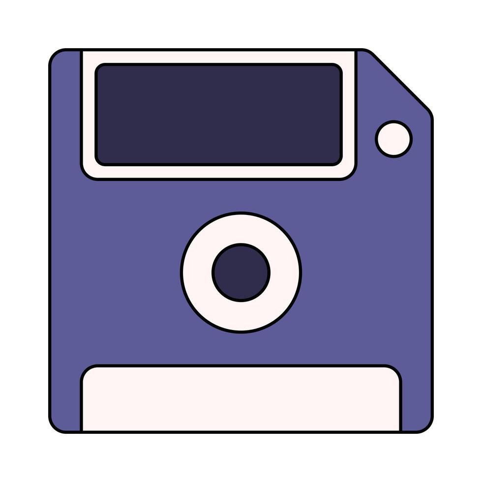 Floppy Disk Flat design style, vintage storage media, suitable for retro tech themes, data history, and backup concept visuals. vector