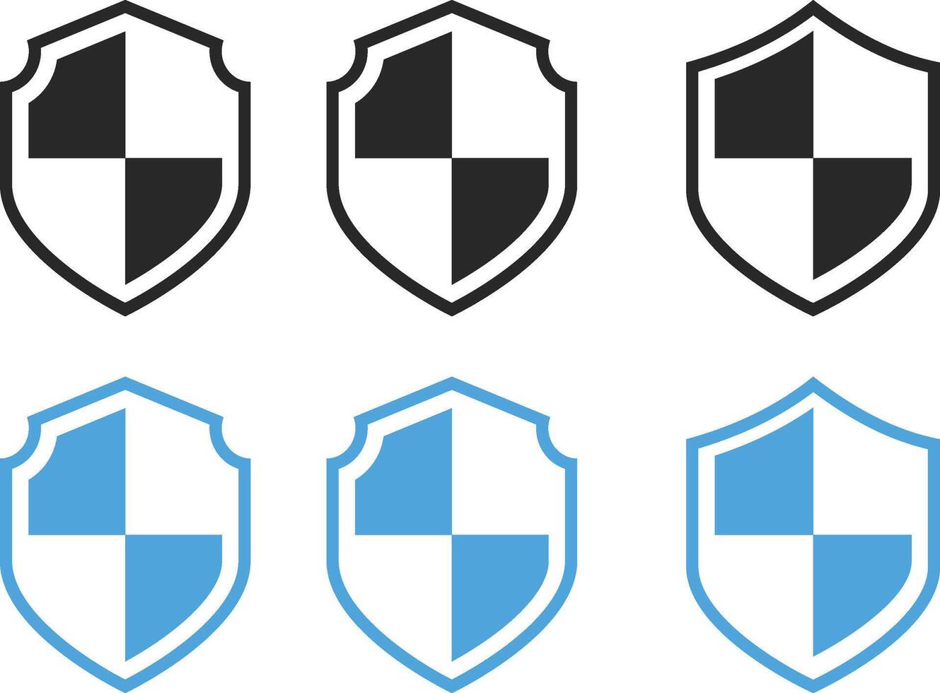 Security Shield Icon Set. Protection, Defense, and Trust Symbols. Privacy Guard and System Security symbols. Verification, Guarantee, and Identity Protection sign vector
