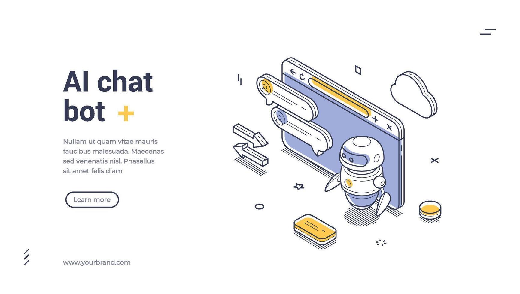 AI Chat Bot For Website Customer Support Service Isometric Banner Illustration vector