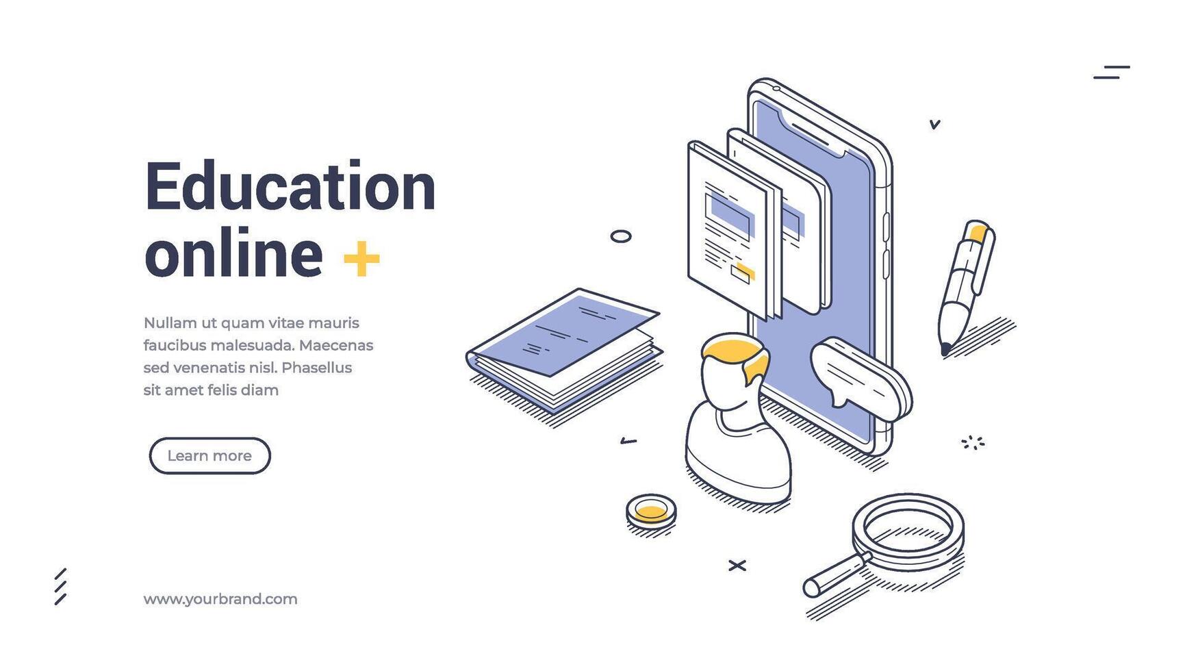 Education Online And E-Learning Platform Isometric Banner Web Page Illustration vector