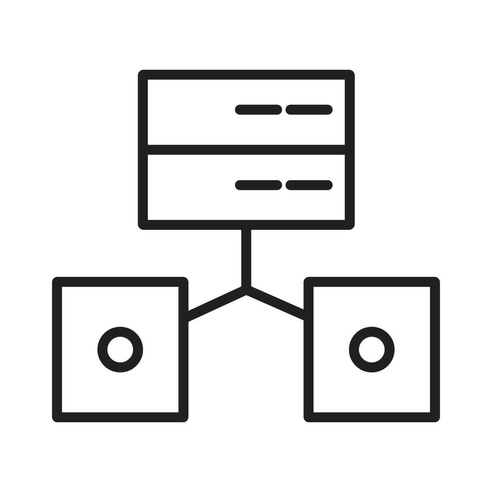Network Server Connection Line Icon - Data Hosting and LAN System Symbol vector