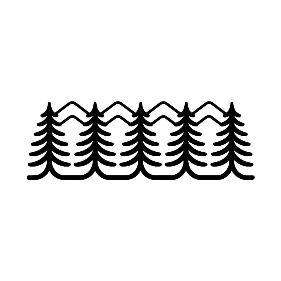 A stylized minimalist featuring a repeating pattern of abstract pine trees and mountain peaks vector