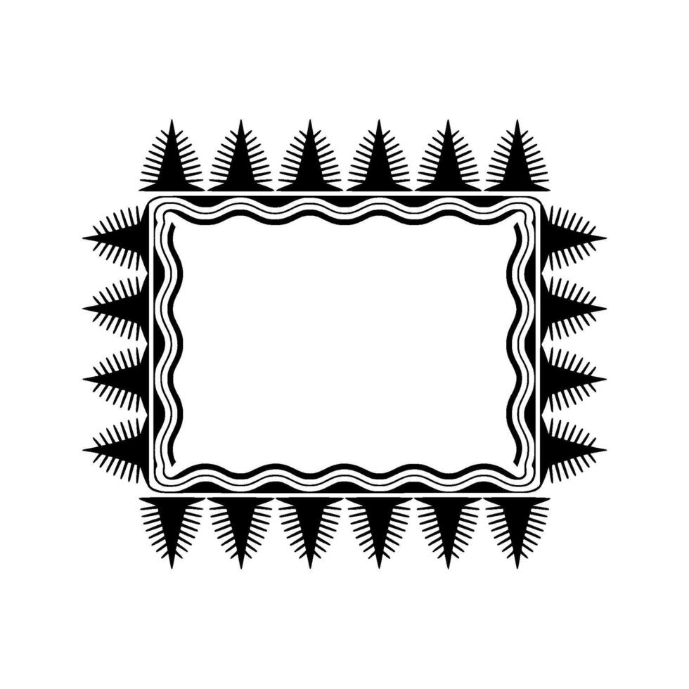Ornate abstract geometric border with jagged triangular spikes and wavy inner frame vector