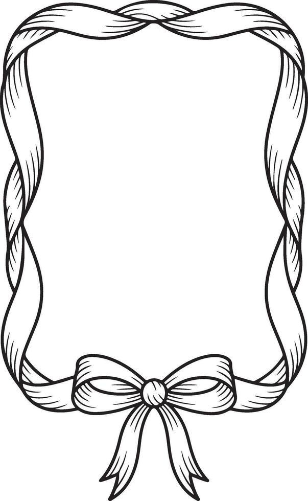 Decorative ribbon frame with bow at bottom, elegant border for invitation or certificate vector