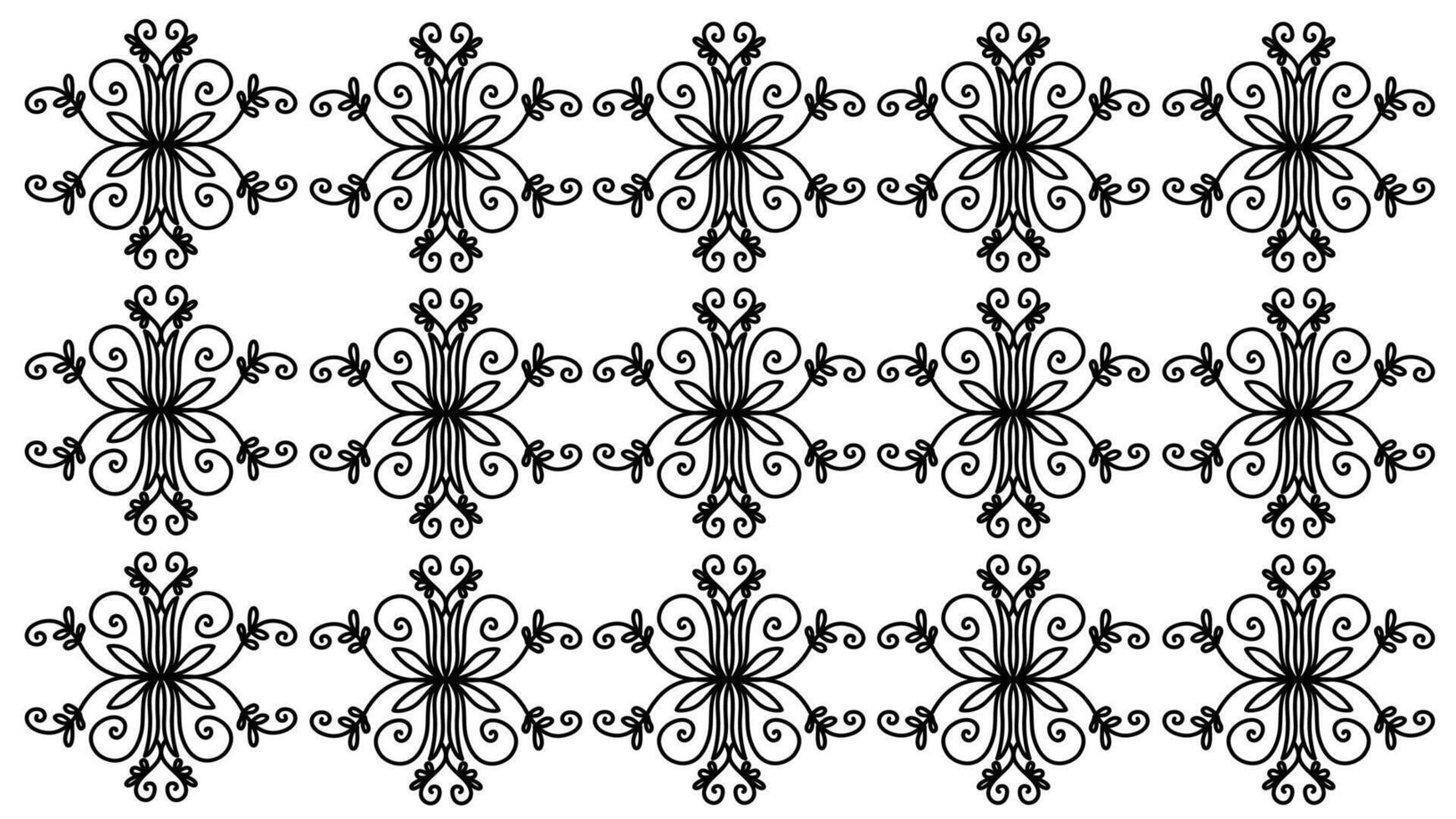 Black White Abstract Snowflake Repeating Geometric Pattern vector