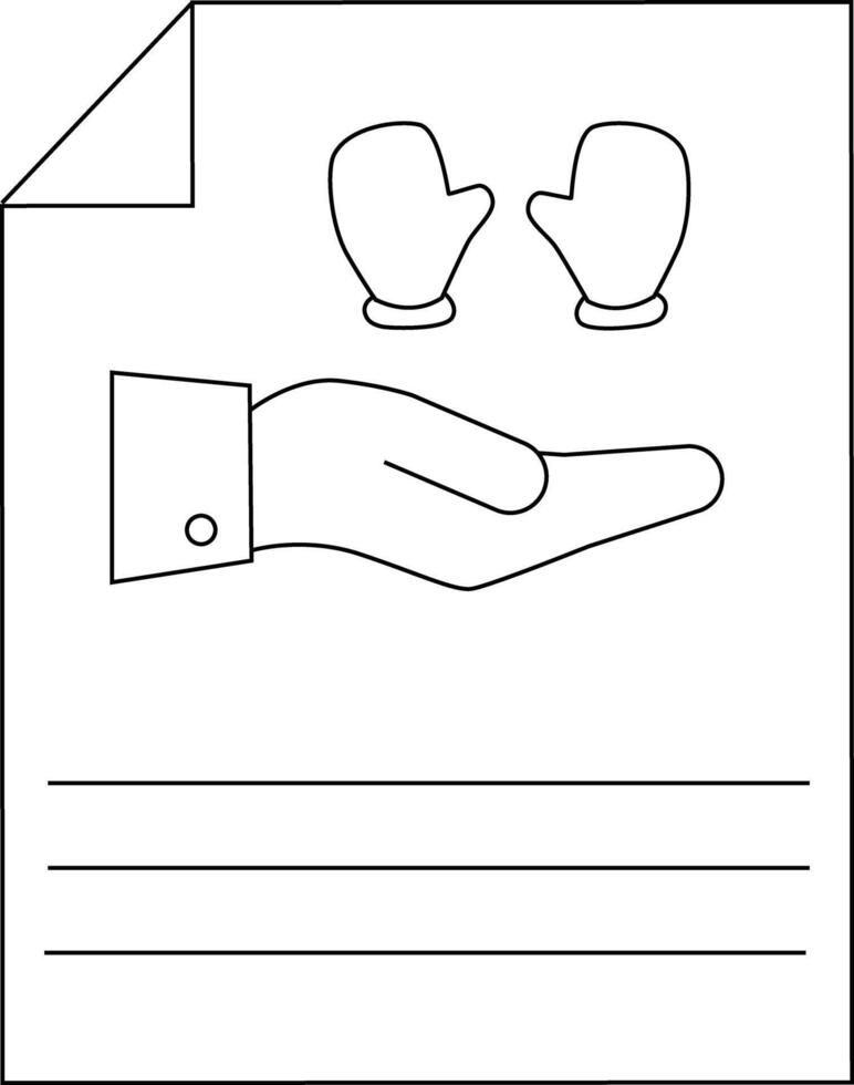 Minimalist Line Art of Hand with Mittens on Document vector